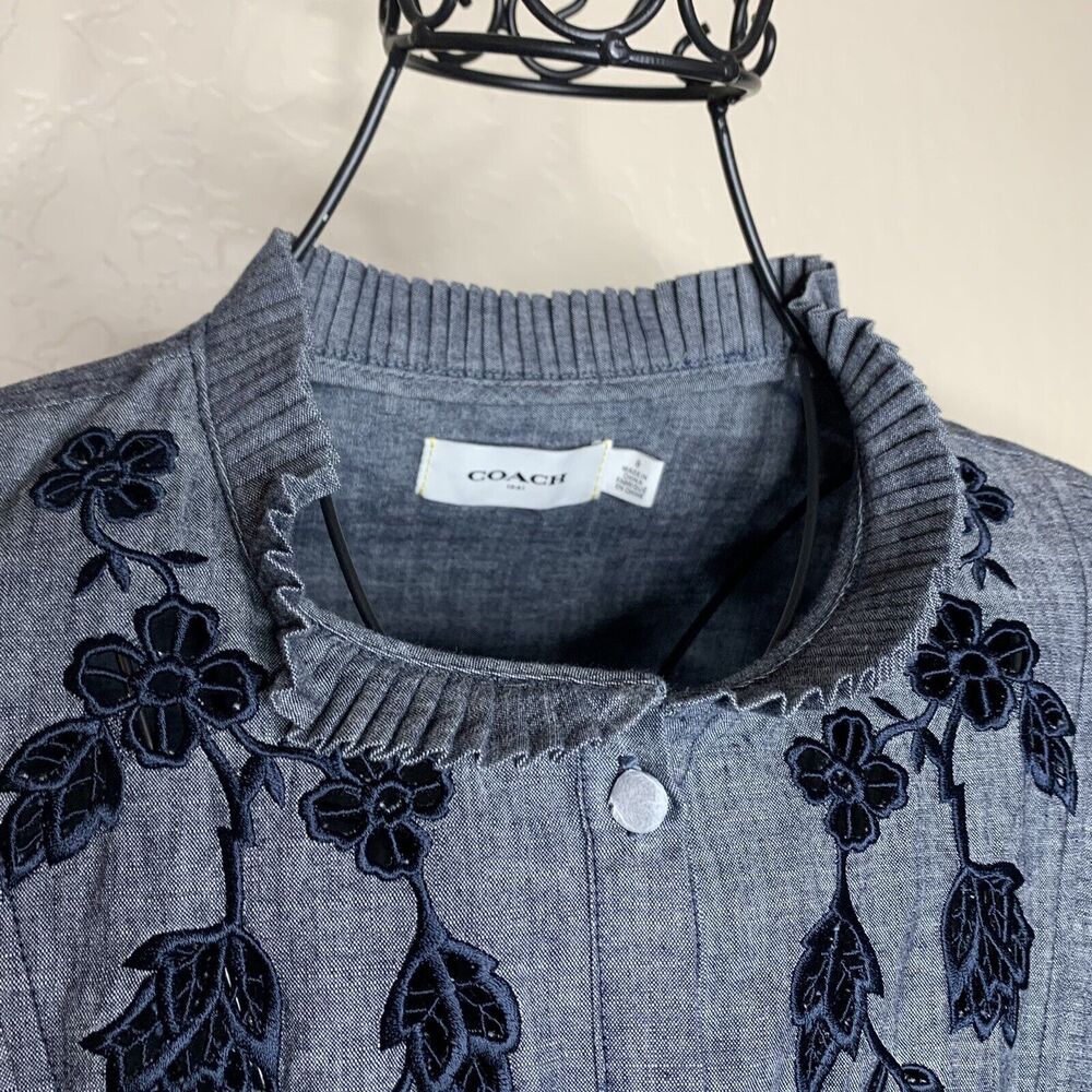 Coach Blue Chambray Short Prairie Dress Women’s Size 8 NWOT MSRP $498 - Picture 4 of 10